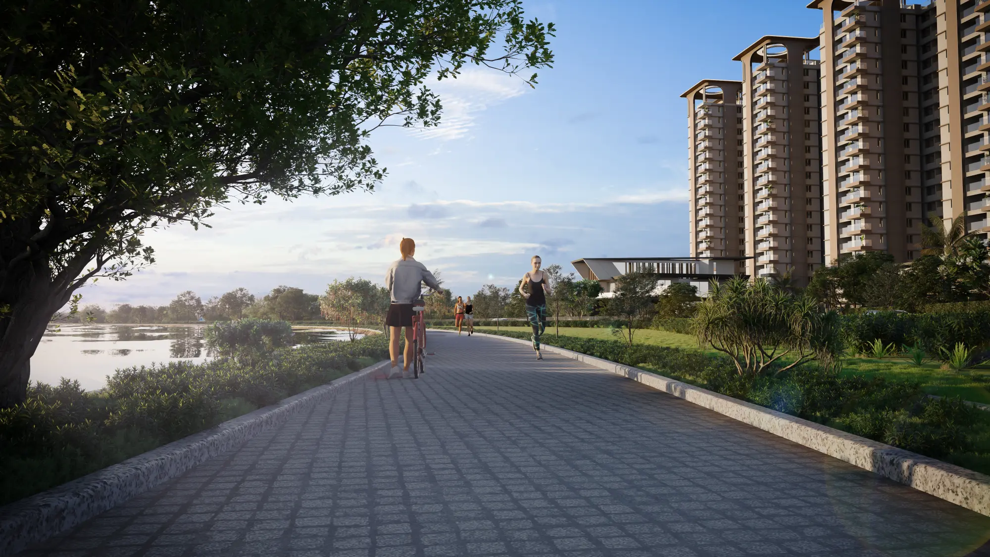 Lakeside jogging track and cycling path at NCC Urban Lake Springs